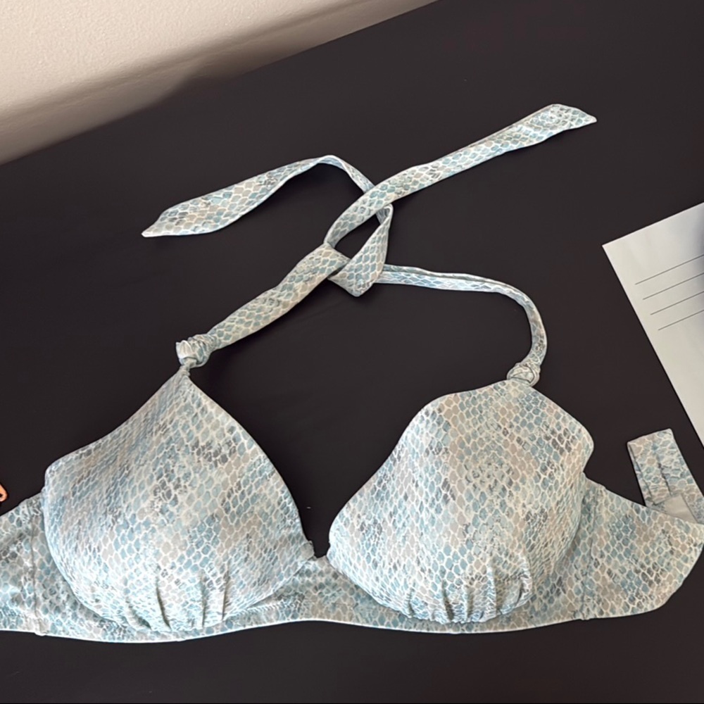 Target Blue and White Bikini Top -38DD